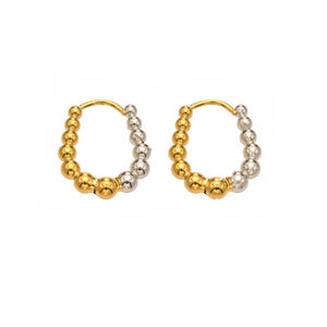 Graduated Ball Bead Horseshoe Hoop Earrings