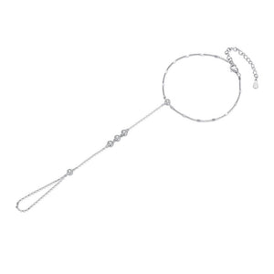 Tiny Sequin Station Hand Chain Ring Bracelet