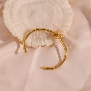 Chunky Gold Knot Open Cuff Bangle Bracelet