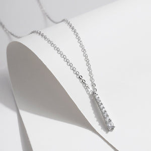 Moissanite Graduated Bar Pendant Necklace