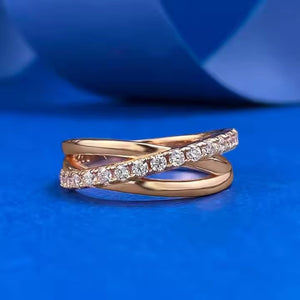 Intertwined Pave Crisscross Twist Band Ring