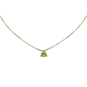 Tiny Olive Green Trillion CZ Pendant Necklace