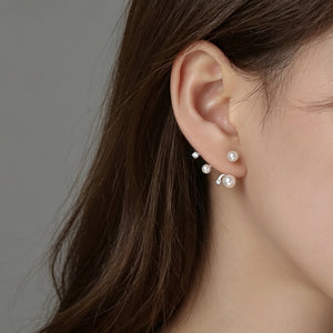 Asymmetric Pearl Crystal Ear Jacket Earrings