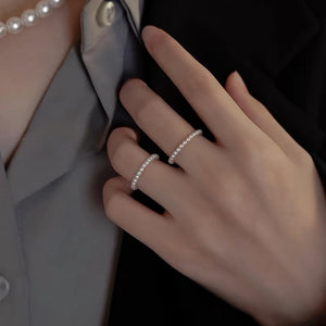 Minimalist Elastic Pearl Beaded Stackable Ring
