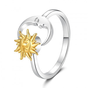Two Tone Sun Moon Fidget Spinner Open Ring