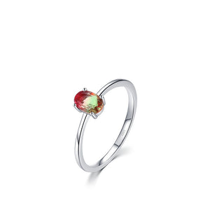 Minimalist Oval Solitaire Gemstone Band Ring