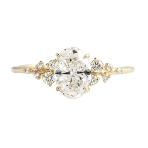 Staggered Oval Cluster CZ Engagement Ring
