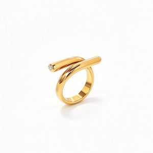 Sparkling CZ Interlaced Bar Open Bypass Ring