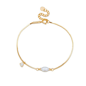 Marquise CZ Tiny Drop Charm Chain Bracelet