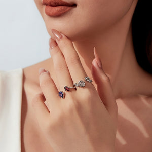 Two-Tone Organic Shape Stackable Open Ring