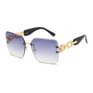 Vintage Oversized Rimless Square Sunglasses