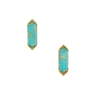 Dainty Elongated Hexagon Gem Stud Earrings