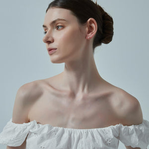 Tiny Rose Quartz Tulip Flower Stud Earrings