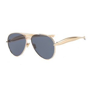 Retro Gold Brown Aviator Pilot Sunglasses