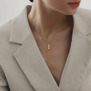 Minimalist Triple Disc Y-Lariat Drop Necklace