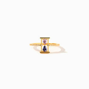 Hourglass Custom Birthstone Pave Band Ring