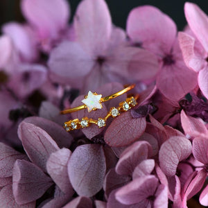 Celestial Star Opal Chevron Double Open Ring