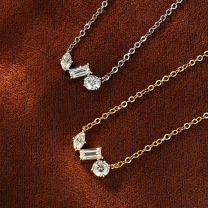 Multi Cut Moissanite Cluster Pendant Necklace
