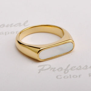Chic Mother Of Pearl Horizontal Bar Band Ring