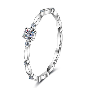 Tiny Moissanite Stacking Wavy Thin Band Ring