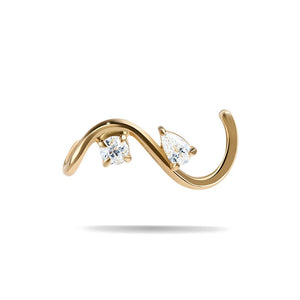 Curved S-Wave Crystal Climber Stud Earrings
