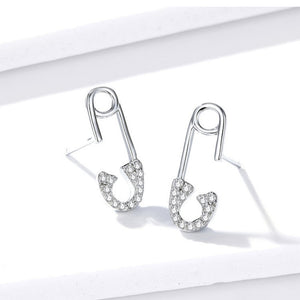 Classic Punk Pave CZ Paperclip Stud Earrings