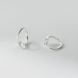 Minimalist Tiny CZ Spiral Open Hoop Earrings