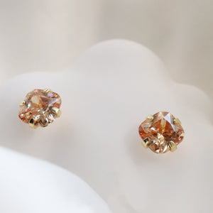 Champagne Cushion Cut Crystal Stud Earrings