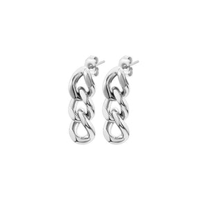 Chunky Triple Curb Chain Drop Stud Earrings