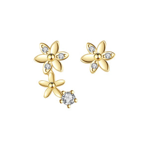 Mismatch Floral Climber Crawler Stud Earrings