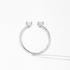 Double Round Moissanite Pave Stacking Ring