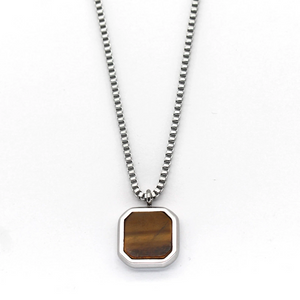 Geometric Raw Stone Pendant Necklace