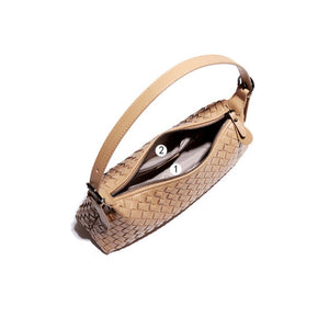 Woven Leather Baguette Shoulder Handbag