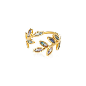 Colorful Enamel Olive Leaf Vine Stacking Ring