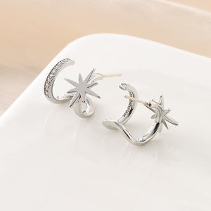 North Star Curved Half Hoop Stud Earrings