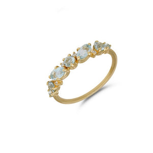 Classic Five Symmetrical Gemstone Band Ring