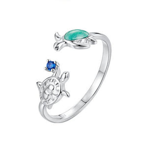 Sea Turtle Enamel Marine Stacking Open Ring