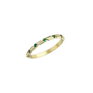 Tiny Green CZ Half Twisted Ribbon Band Ring
