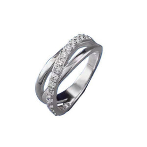 Intertwined Pave Crisscross Twist Band Ring
