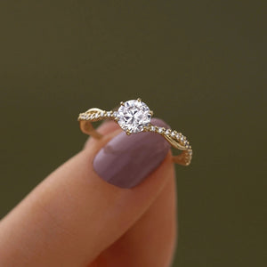 Solitaire Infinity Twist Pave Stacking Band Ring