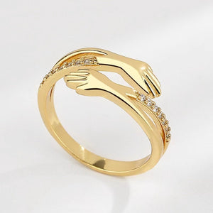Hugging Hands Hollow Open Adjustable Ring