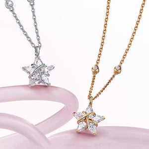 Celestial Star CZ Wrap Wire Pendant Necklace