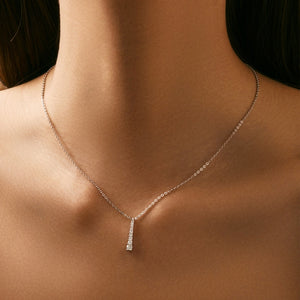 Moissanite Graduated Bar Pendant Necklace