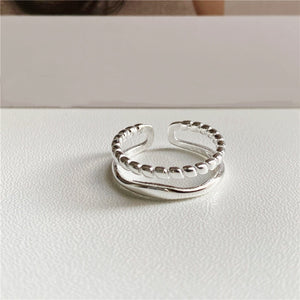 Double Layer Beaded Adjustable Open Ring