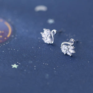 Dainty Little Swan Marquise CZ Stud Earrings