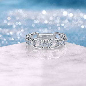 Pave Moissanite Equestrian Chain Stacking Ring