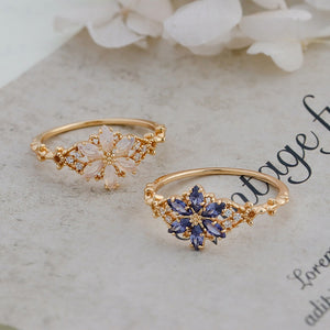 Color Marquise CZ Snowflake Floral Band Ring