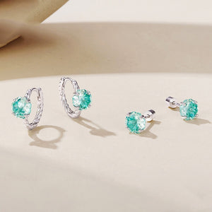 Fresh Mint Green Pastel Four-prong CZ Earrings