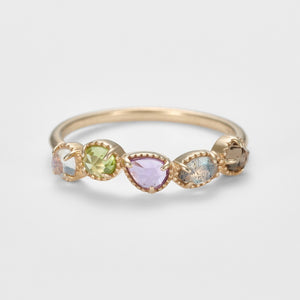 Colorful Multi Shape Five Gemstone Band Ring