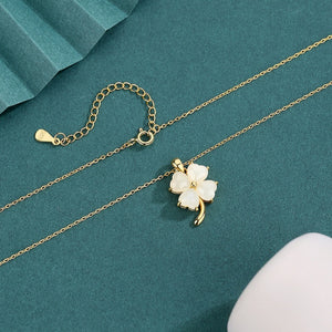 Hetian Jade Four-Leaf Clover Charm Necklace